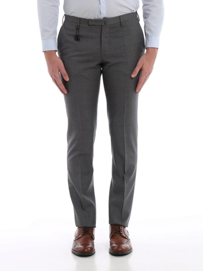 Shop Incotex Grey Super 100s Wool Trousers