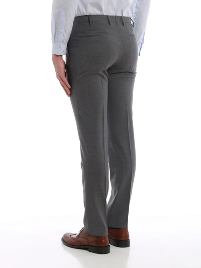 Shop Incotex Grey Super 100s Wool Trousers