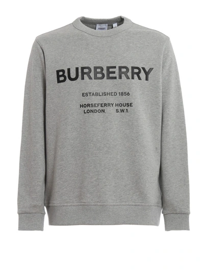 Shop Burberry Martley Horseferry Print Sweatshirt In Grey