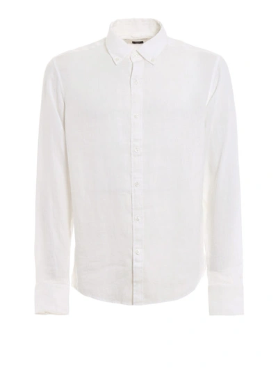 Shop Michael Kors Buttondown Collar White Linen Shirt