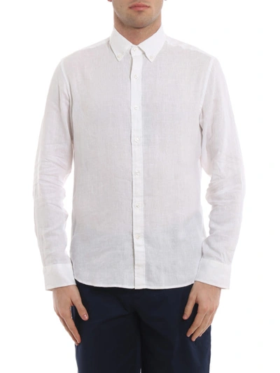 Shop Michael Kors Buttondown Collar White Linen Shirt