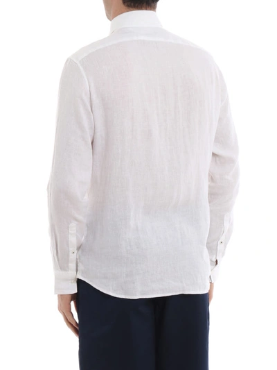 Shop Michael Kors Buttondown Collar White Linen Shirt