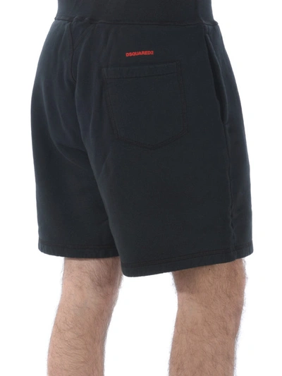 Shop Dsquared2 Black Cotton Short Track Pants