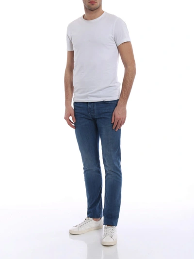 Shop Jacob Cohen Faded Soft Cotton Jeans In Medium Wash