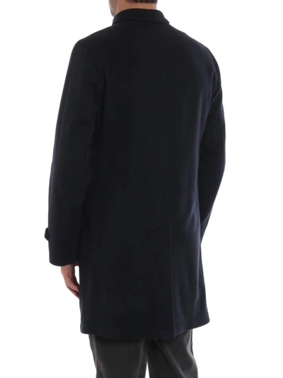 Shop Herno Pure Cashmere Single Breasted Soft Coat In Dark Blue