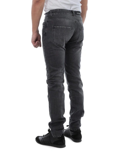 Shop Philipp Plein Dark Grey Cotton Denim Jeans