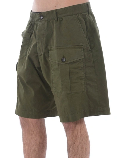 Shop Dsquared2 Army Green Cargo Bermuda Shorts In Dark Green