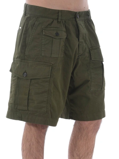 Shop Dsquared2 Army Green Cargo Bermuda Shorts In Dark Green