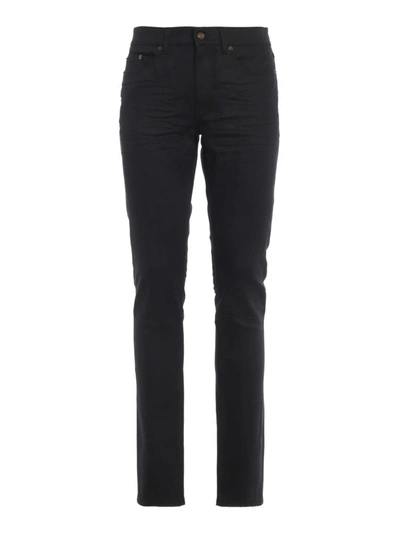 Shop Saint Laurent Black Stretch Denim Jeans