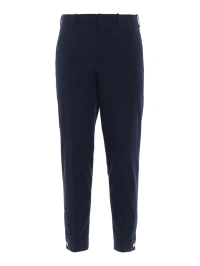 Shop Neil Barrett Skinny Fit Tapered Casual Trousers In Dark Blue