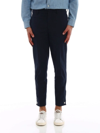 Shop Neil Barrett Skinny Fit Tapered Casual Trousers In Dark Blue