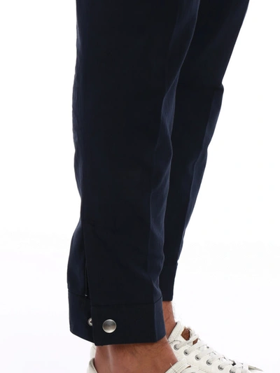 Shop Neil Barrett Skinny Fit Tapered Casual Trousers In Dark Blue