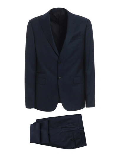 Shop Z Zegna Blue Wool And Mohair Blend Suit