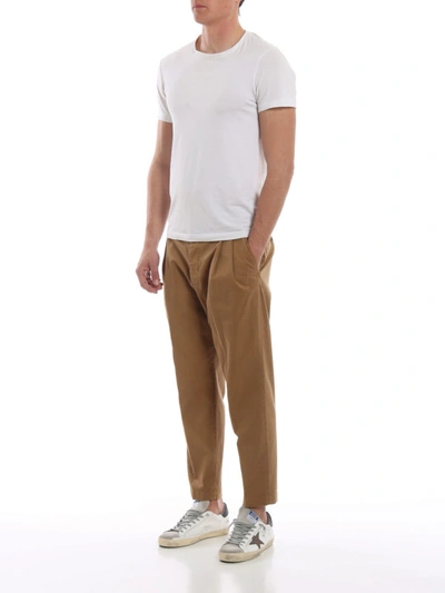 Shop Dsquared2 Cotton Drill Pleated Front Trousers In Light Brown