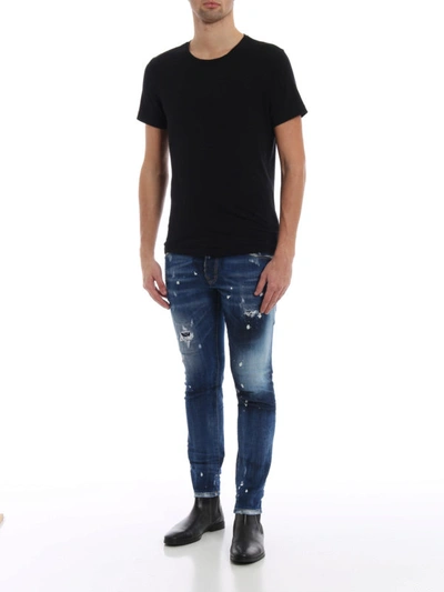 Shop Dsquared2 Skater Spotted Jeans In Dark Wash