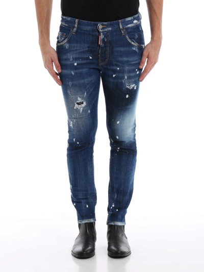 Shop Dsquared2 Skater Spotted Jeans In Dark Wash