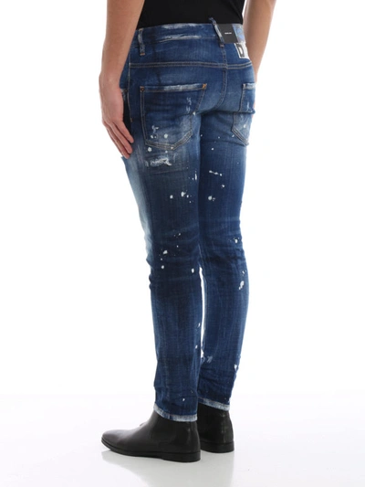 Shop Dsquared2 Skater Spotted Jeans In Dark Wash
