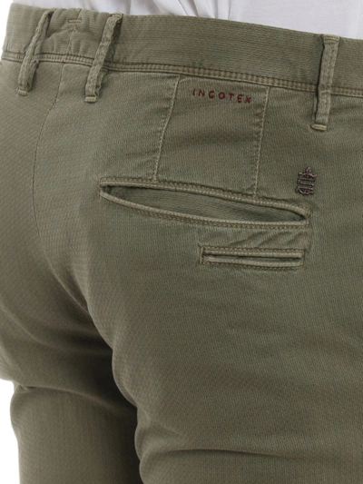 Shop Incotex Slacks Jacquard Chino Pants In Green
