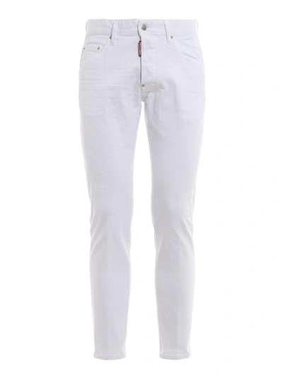 Shop Dsquared2 Skater Printed White Jeans