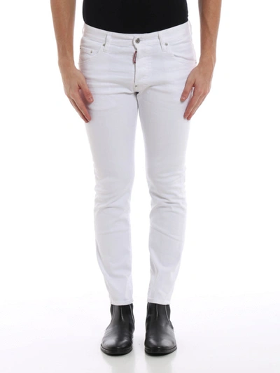 Shop Dsquared2 Skater Printed White Jeans