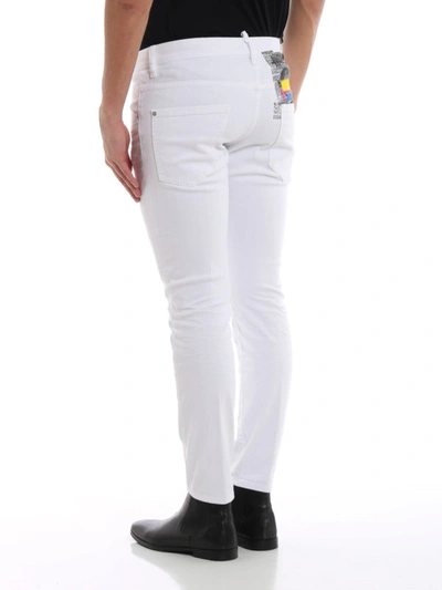 Shop Dsquared2 Skater Printed White Jeans