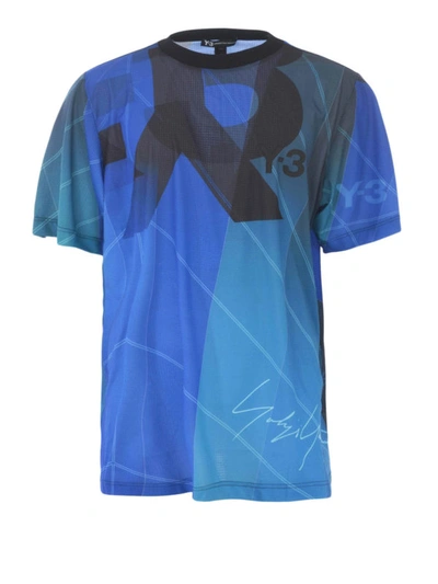 Shop Y-3 Aop Football T-shirt In Blue