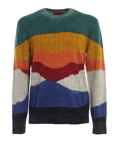 Shop Missoni Colour Block Chevron Alpaca Sweater In Multicolour