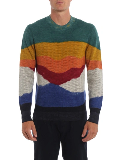 Shop Missoni Colour Block Chevron Alpaca Sweater In Multicolour