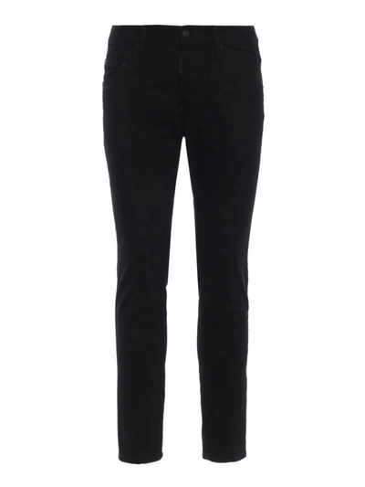 Shop Dsquared2 Skater Long Crotch Tight Bottom Black Jeans