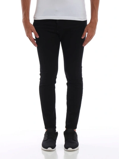 Shop Dsquared2 Skater Long Crotch Tight Bottom Black Jeans