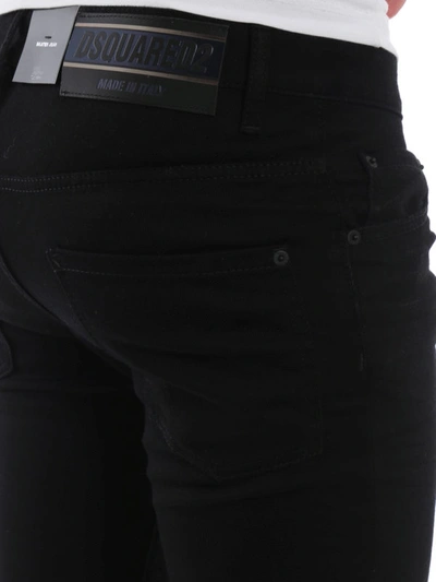 Shop Dsquared2 Skater Long Crotch Tight Bottom Black Jeans