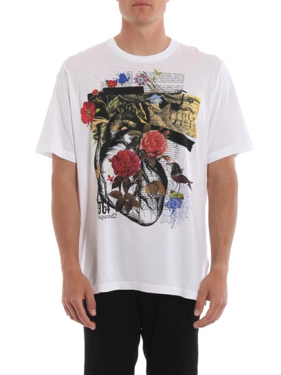 Shop Dsquared2 Graphic Print Cotton T-shirt In White