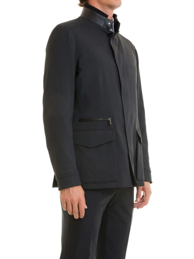 Shop Brioni Checked Stretch Wool Field Jacket In Dark Grey