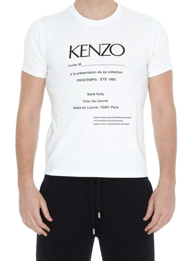 Shop Kenzo Logo Lettering White Cotton Blend T-shirt