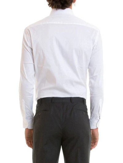 Shop Armani Collezioni Modern Fit Cotton Blend Shirt In White