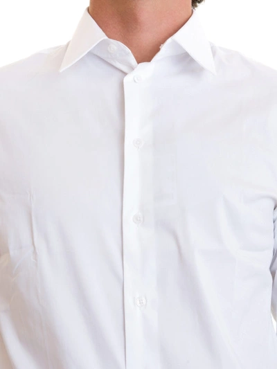 Shop Armani Collezioni Modern Fit Cotton Blend Shirt In White