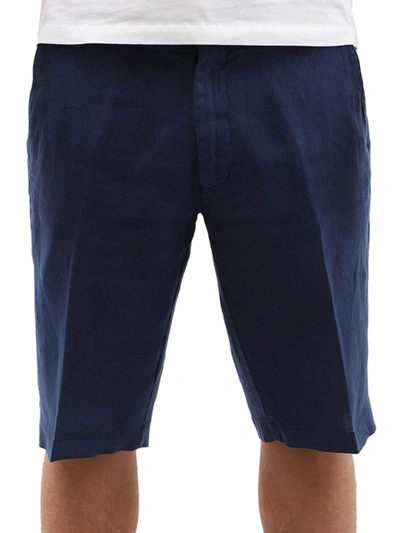 Shop Corneliani Dark Blue Silk Shorts