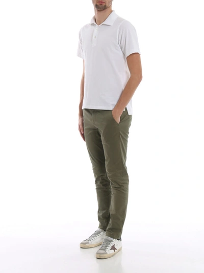 Shop Dondup Gaubert Olive Green Cotton Chino Trousers