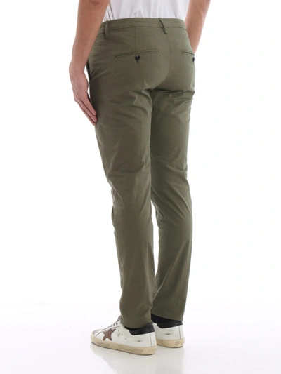 Shop Dondup Gaubert Olive Green Cotton Chino Trousers