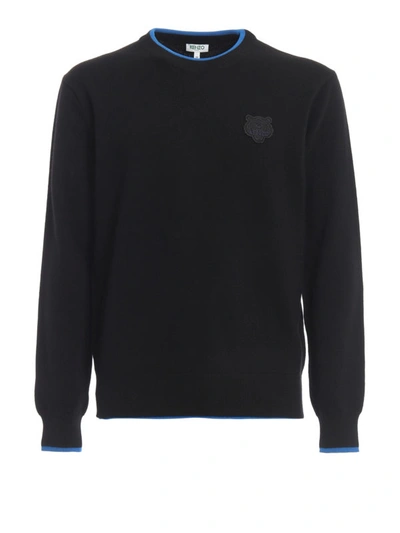 Shop Kenzo Tiger Crest Black Wool Blend Sweater