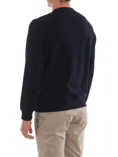 Shop Brunello Cucinelli Dark Blue Stretch Cotton Sweatshirt