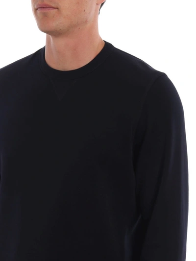 Shop Brunello Cucinelli Dark Blue Stretch Cotton Sweatshirt