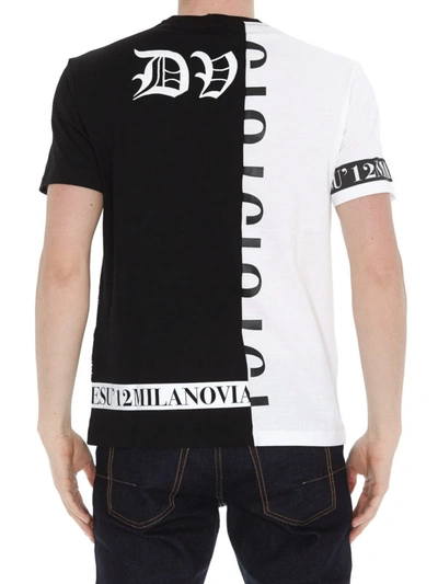Shop Versace Two-tone Cotton Printed T-shirt In White