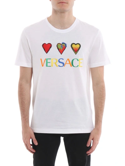 Shop Versace Love  Embroidery White T-shirt