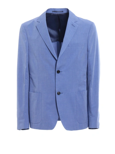 Shop Prada Light Blue Cotton Blazer