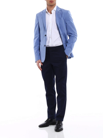 Shop Prada Light Blue Cotton Blazer