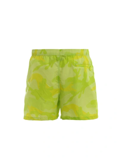 Shop Valentino Fluo Yellow Camo Swim Shorts