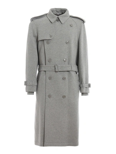 Shop Burberry Westminster Cotton Jersey Trench Coat In Light Grey