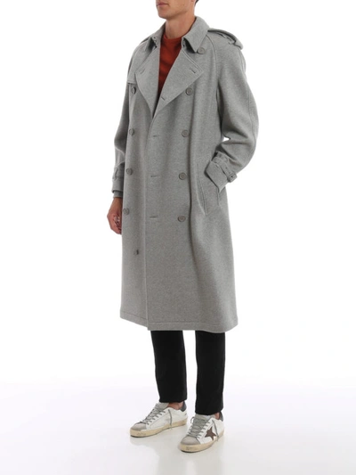 Shop Burberry Westminster Cotton Jersey Trench Coat In Light Grey