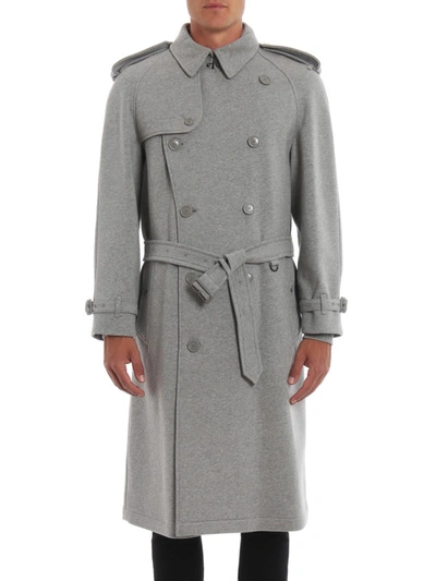 Shop Burberry Westminster Cotton Jersey Trench Coat In Light Grey